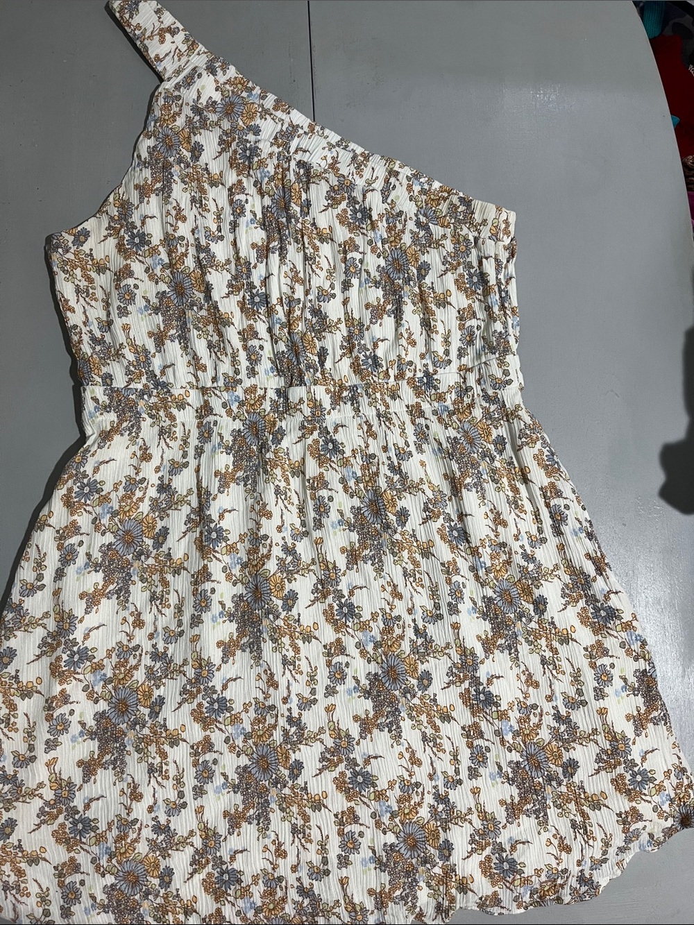 Abercrombie & Fitch Floral Midi Skirt in White, Mustard, and Dusty Blue